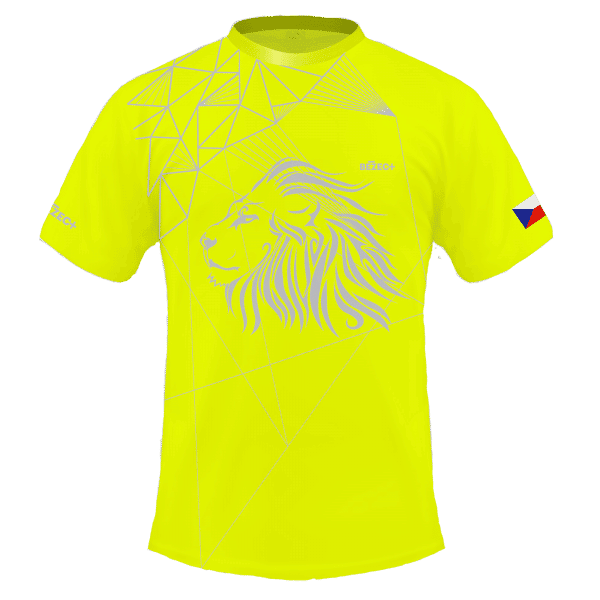 Neónově žlutý běžecký dres B+2021 a čelenka