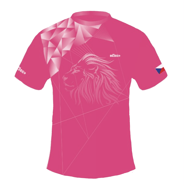 Růžový běžecký dres B+2021 a čelenka