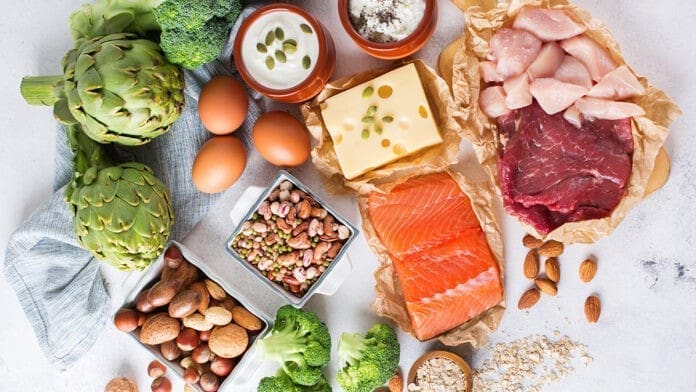 Assortment of healthy protein source and body building food