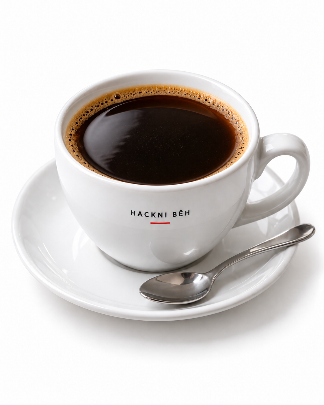 Americano v bílém šálku Hackni běh