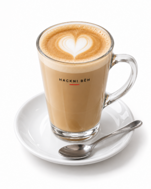 Caffè latte ve sklenici Hackni běh